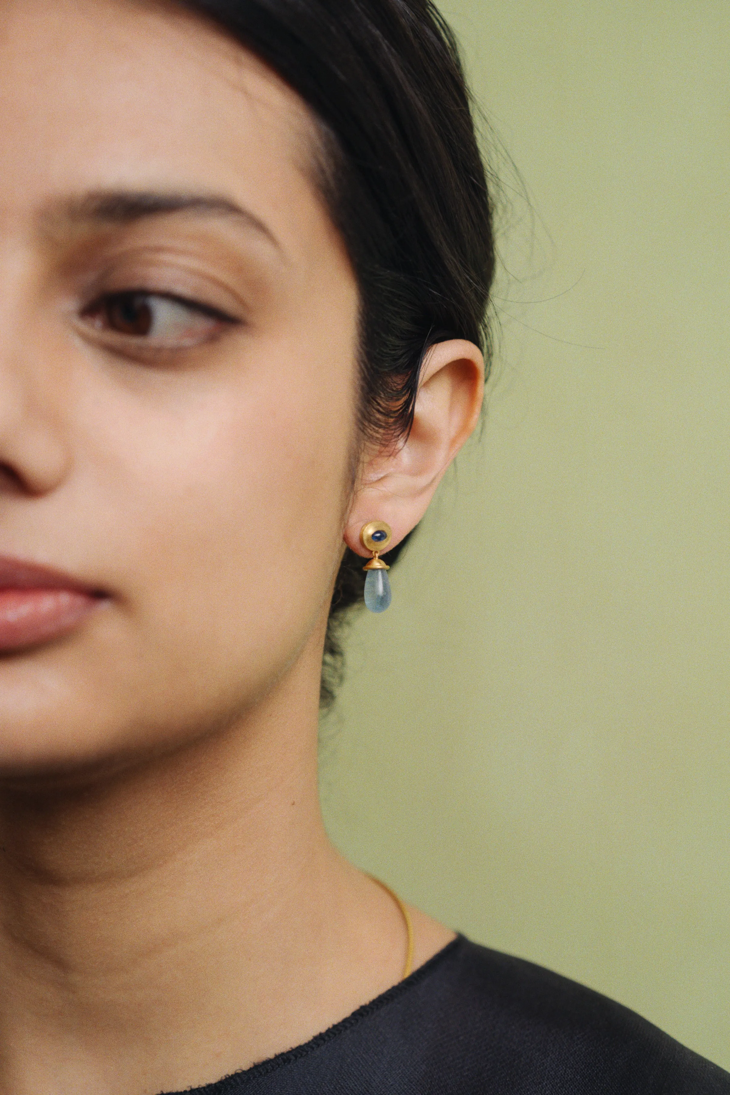 Aquamarine and Sapphire Alabastra Earrings