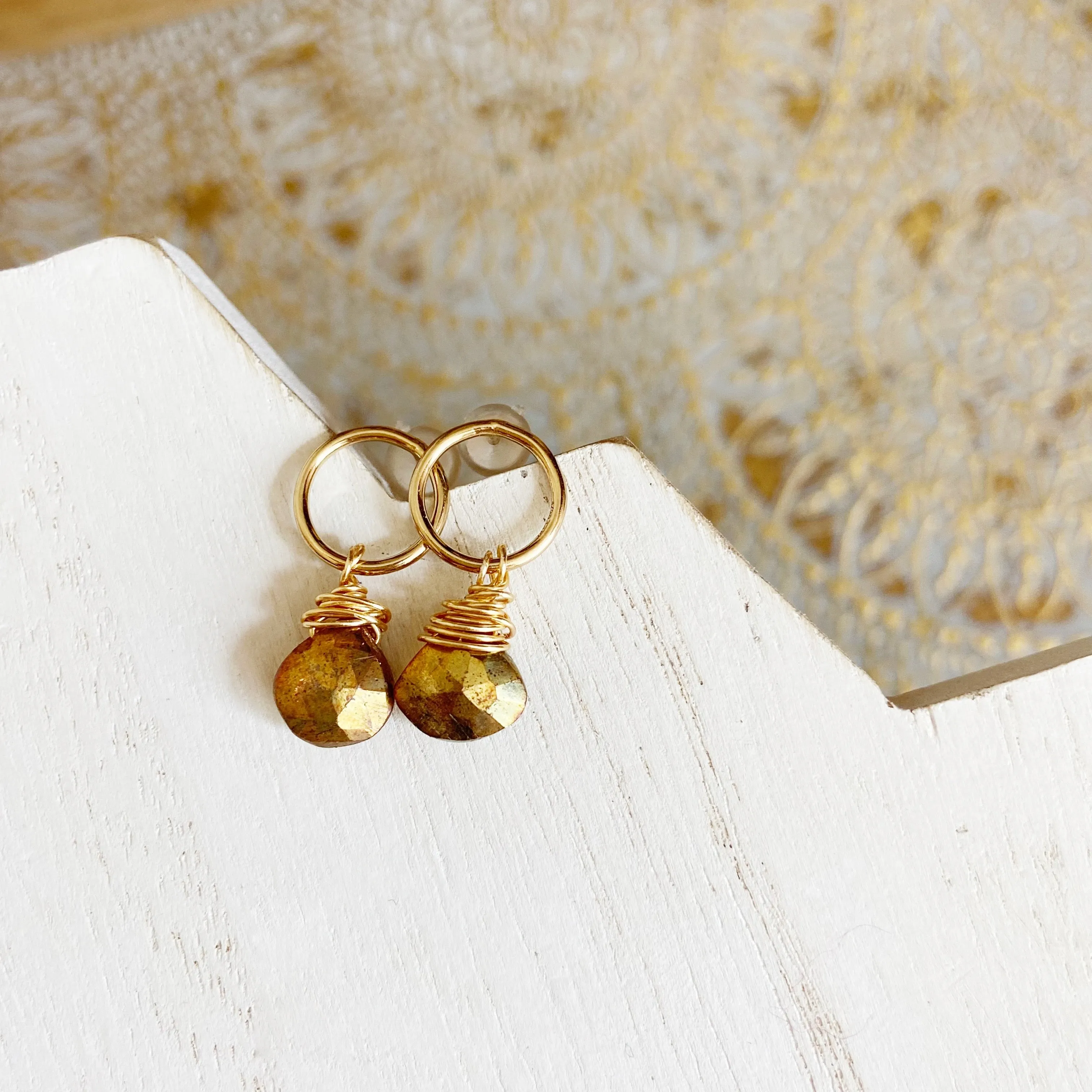 Awe and Wonder - Mini gemstone dangleTeardrop  Post Earrings