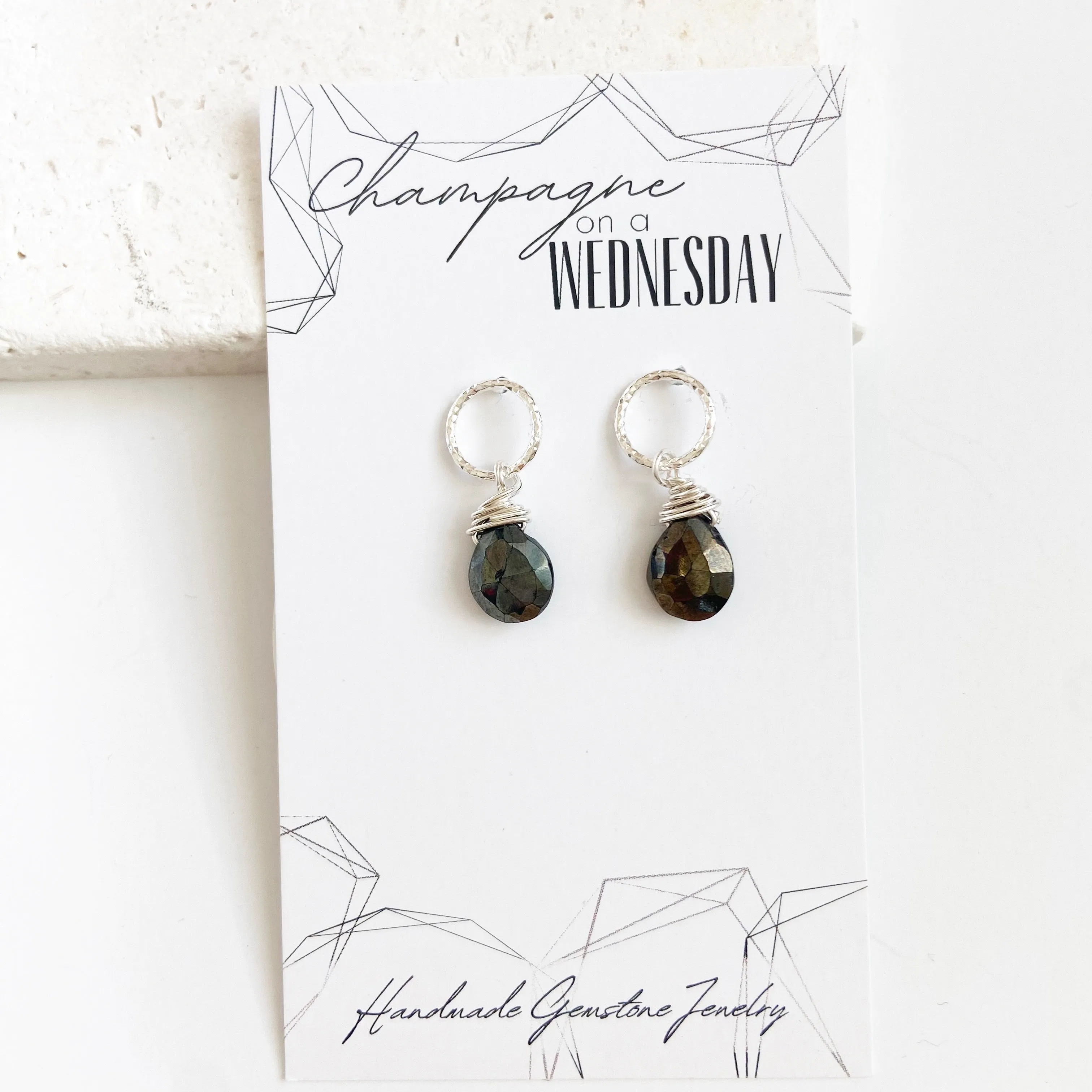 Awe and Wonder - Mini gemstone dangleTeardrop  Post Earrings