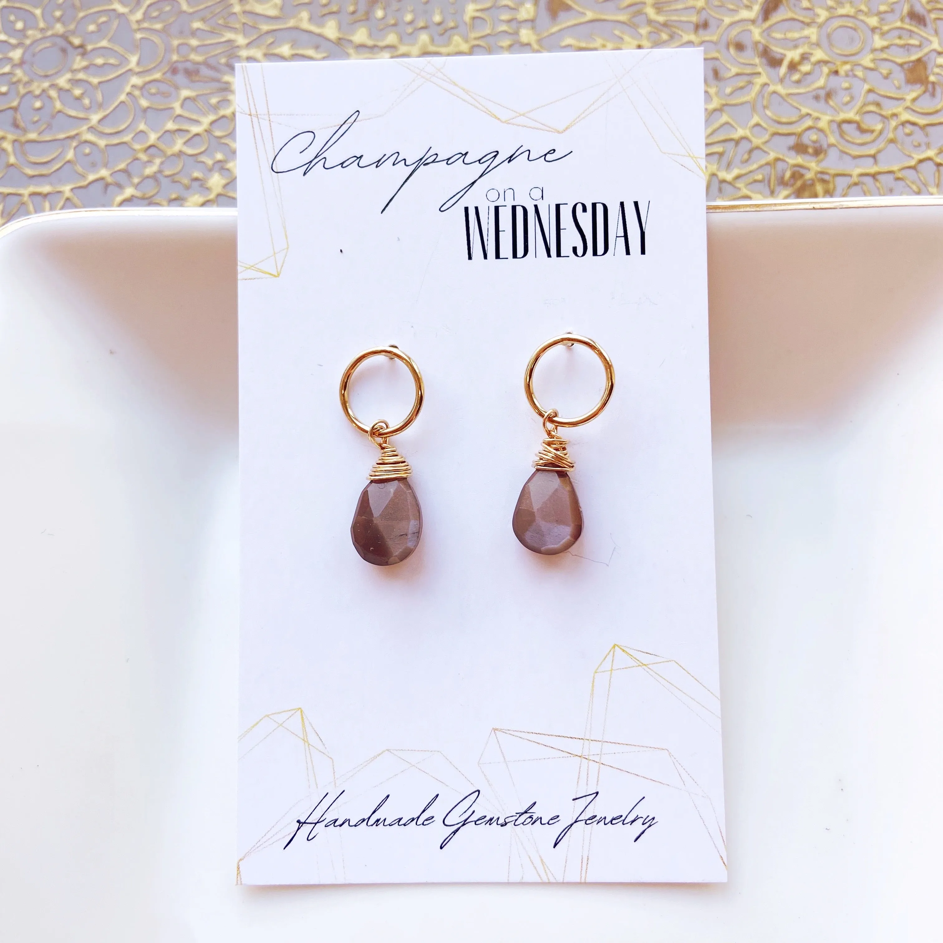 Awe and Wonder - Mini gemstone dangleTeardrop  Post Earrings
