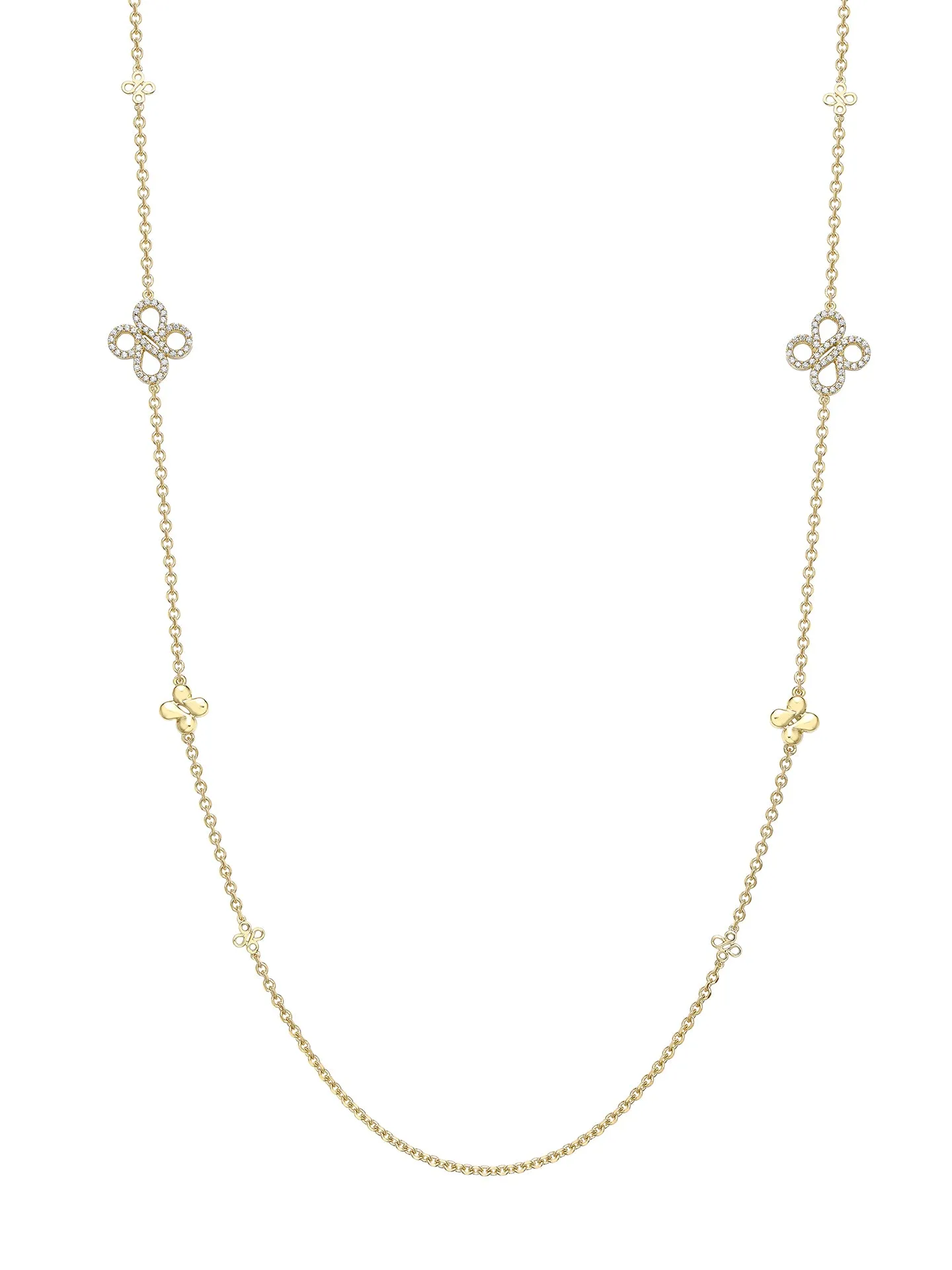 Be Boodles Long Yellow Gold Diamond Necklace