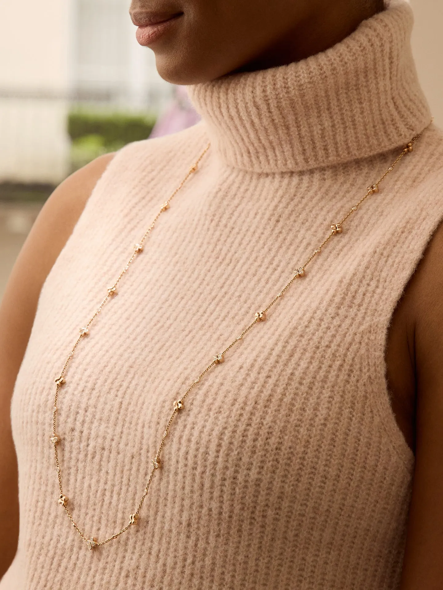 Be Boodles Long Yellow Gold Diamond Necklace