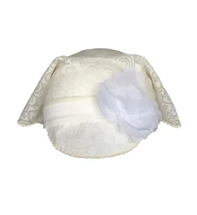 Beige Bandana Hat with Flower for Girls