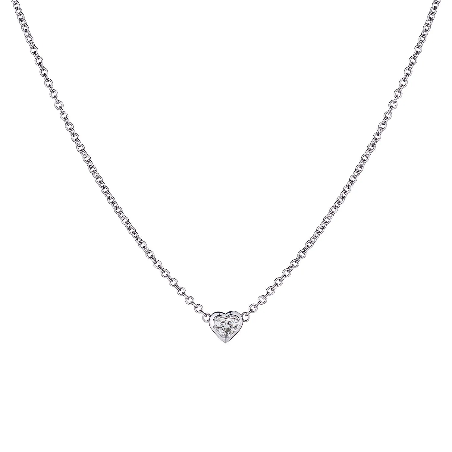 BEZEL SET DIAMOND HEART NECKLACE