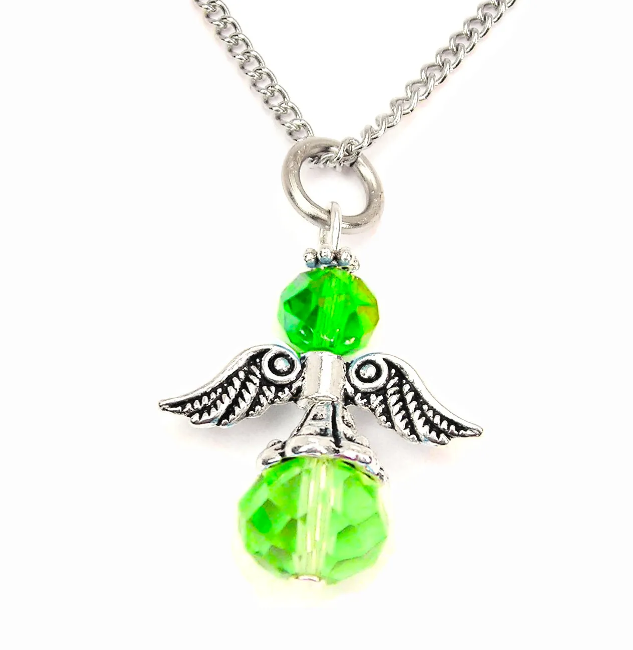 Birthstone Guardian Angel Charm Necklace