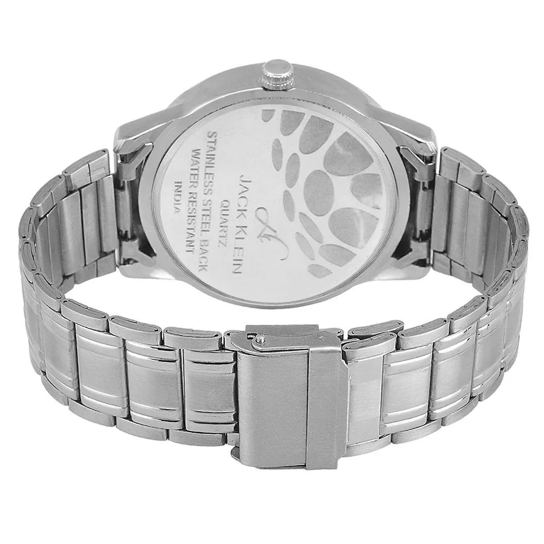 Black Dial Silver Steel Chain Day and Date Multifunction Chronograph Wrist Watch for Men