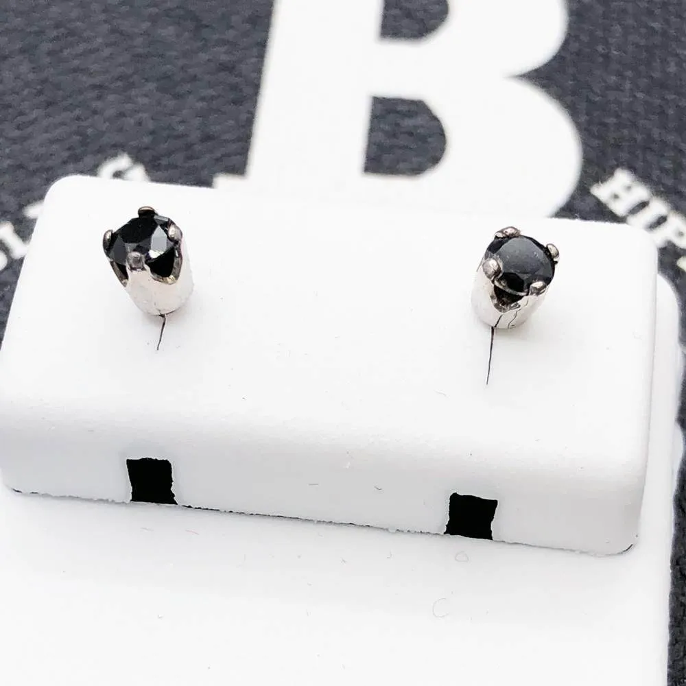 Black Diamond Stud .44cttw Earrings .925 Silver