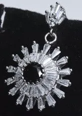 Black Spinel and White Topaz Art Deco Style Sterling Silver Pendant