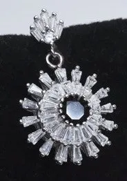 Black Spinel and White Topaz Art Deco Style Sterling Silver Pendant