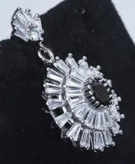 Black Spinel and White Topaz Art Deco Style Sterling Silver Pendant