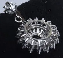 Black Spinel and White Topaz Art Deco Style Sterling Silver Pendant