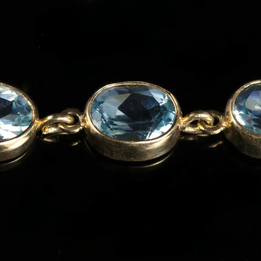 Blue Topaz Gold Bracelet 9Ct Yellow Gold 14Ct Of Blue Topaz