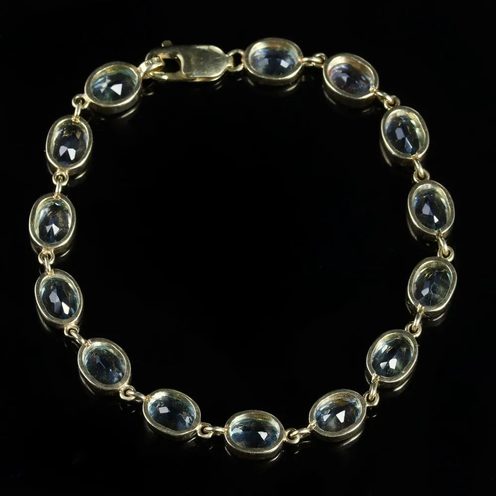 Blue Topaz Gold Bracelet 9Ct Yellow Gold 14Ct Of Blue Topaz