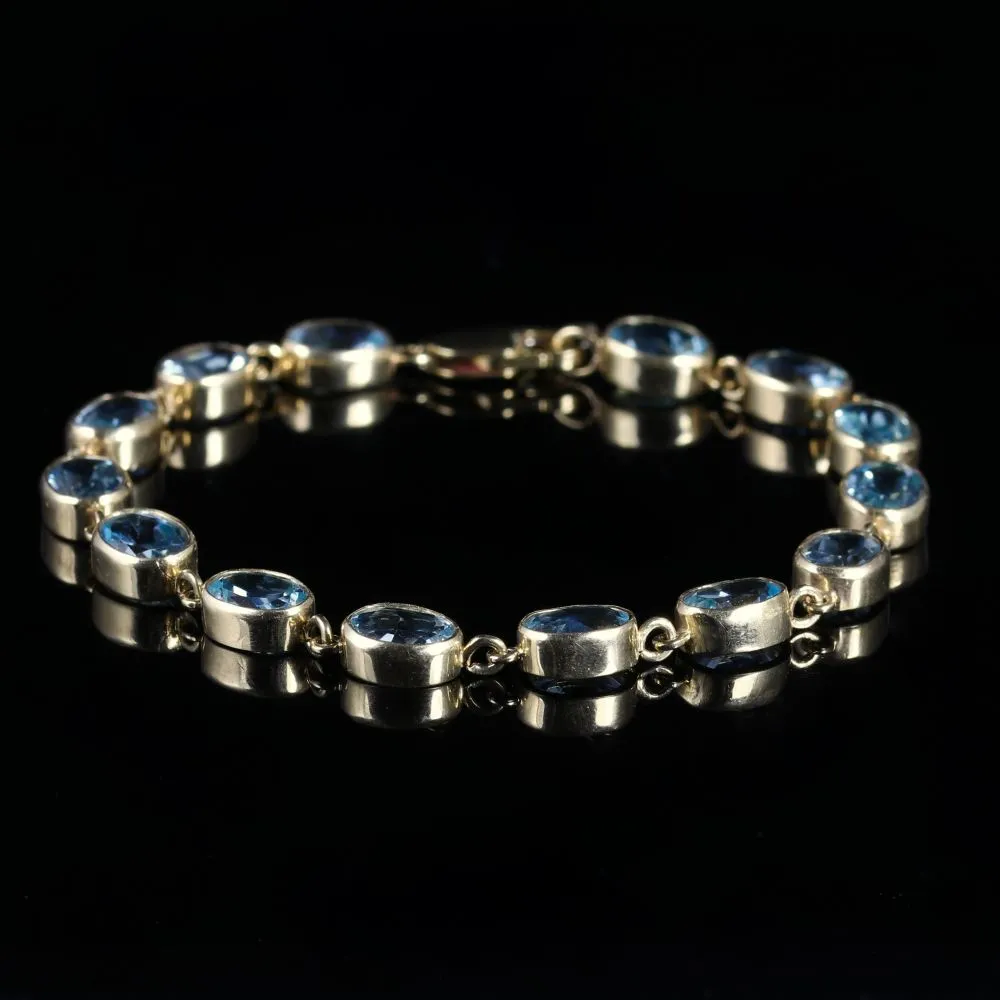 Blue Topaz Gold Bracelet 9Ct Yellow Gold 14Ct Of Blue Topaz