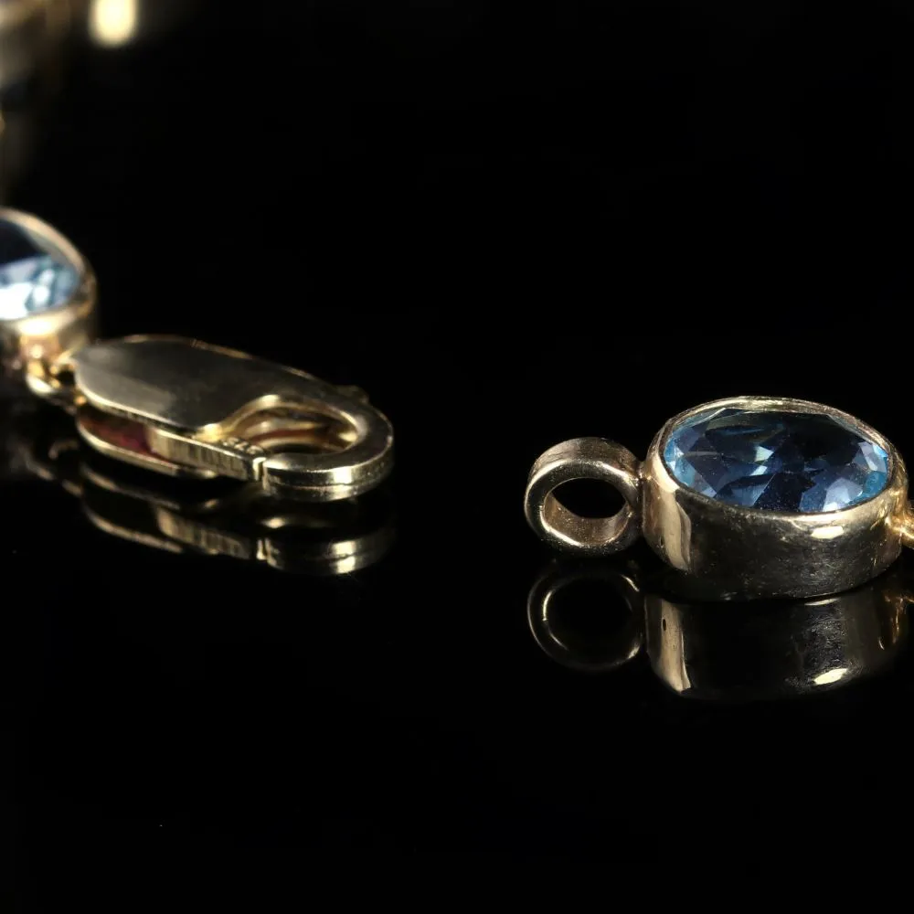 Blue Topaz Gold Bracelet 9Ct Yellow Gold 14Ct Of Blue Topaz