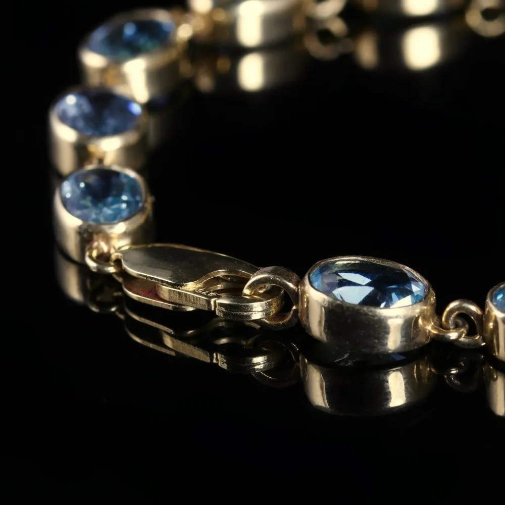Blue Topaz Gold Bracelet 9Ct Yellow Gold 14Ct Of Blue Topaz