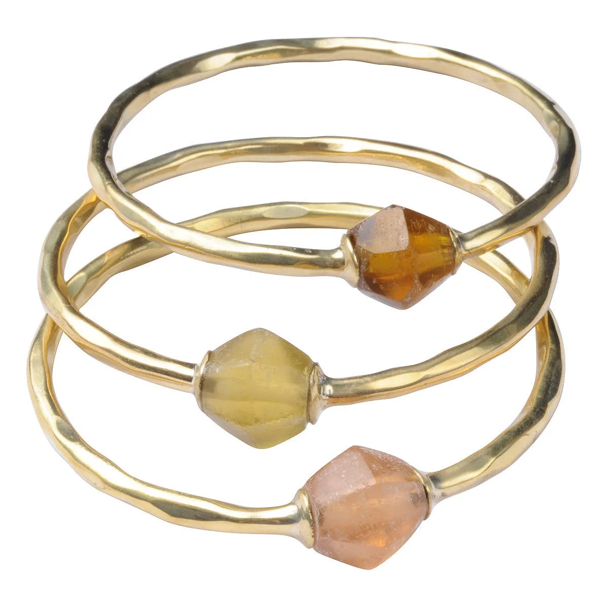 Brass Bangle with Recycled Glass