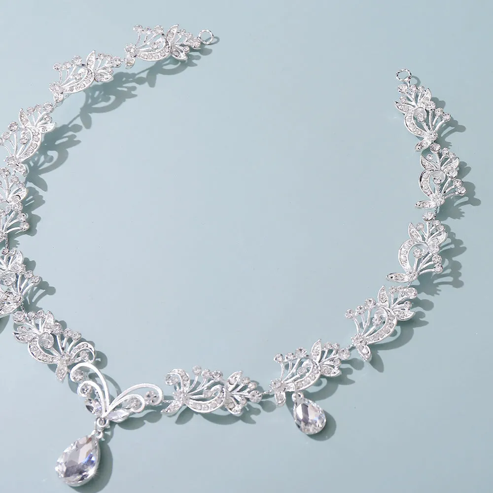 Bridal Head Piece Bohemian Rhinestone Head Chain for Women Headband Forehead Chain Wedding Hair