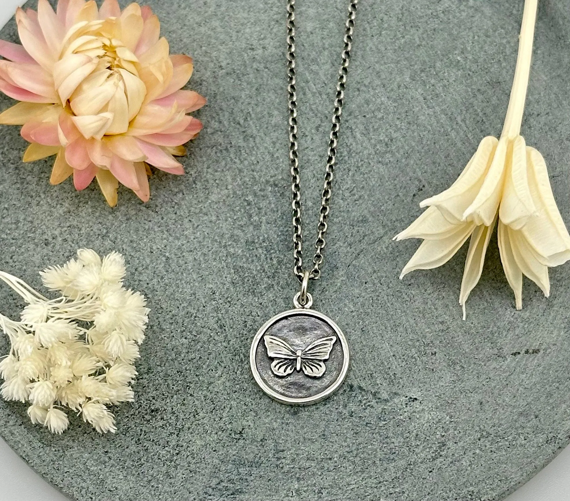 Butterfly Disc Necklace
