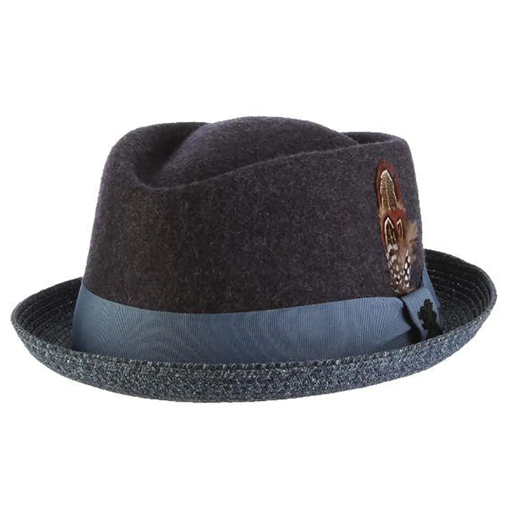 Century - Stacy Adams Wool Felt Fedora Hat with Paper Braid Brim