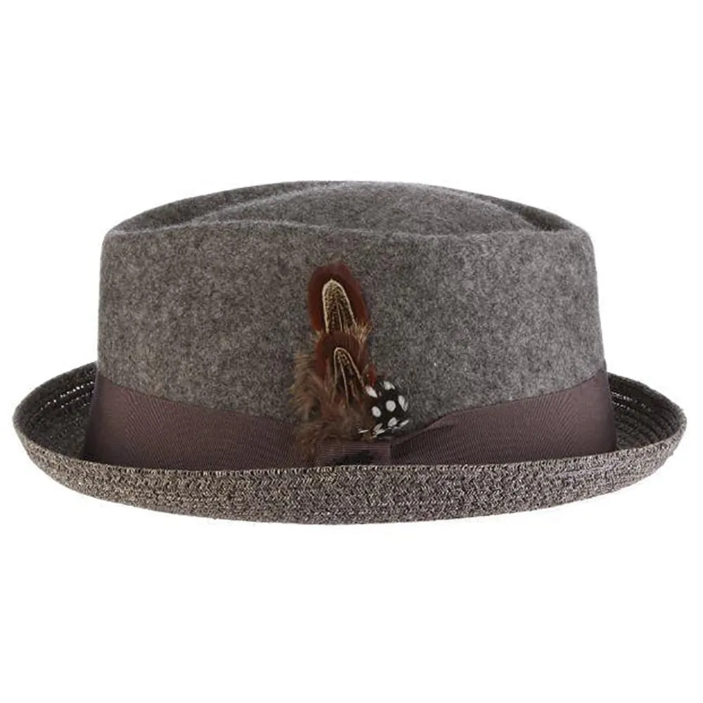 Century - Stacy Adams Wool Felt Fedora Hat with Paper Braid Brim