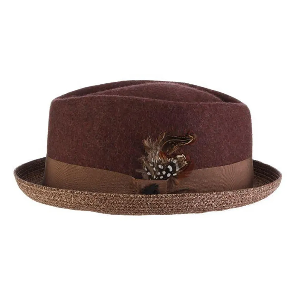 Century - Stacy Adams Wool Felt Fedora Hat with Paper Braid Brim