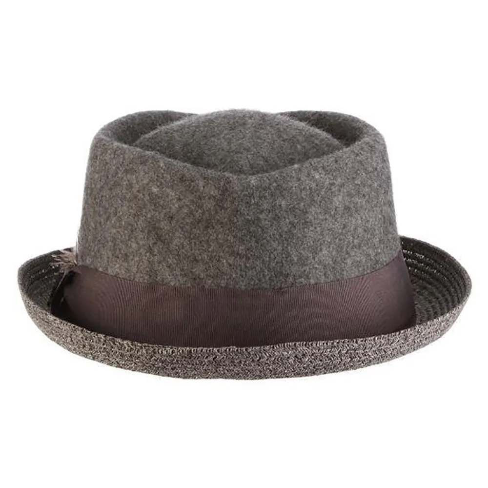 Century - Stacy Adams Wool Felt Fedora Hat with Paper Braid Brim