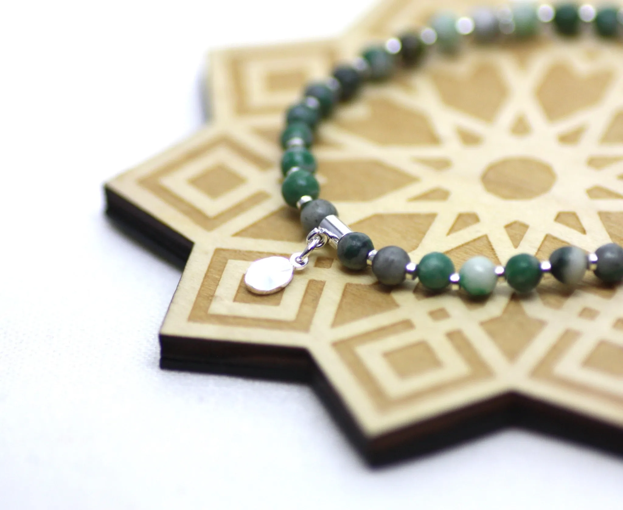 Ching Hai Jade and Silver Wrist Tasbih