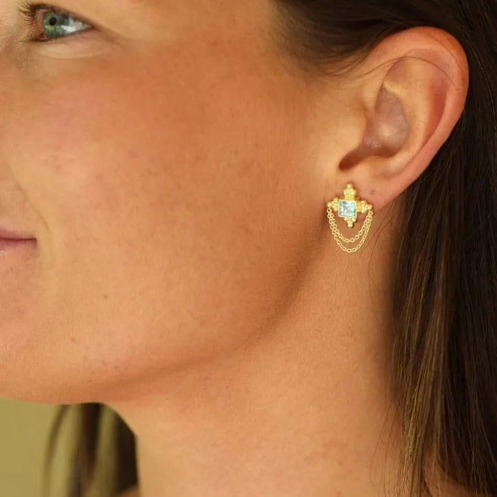 Chloe 14K Gold Blue Topaz Earrings