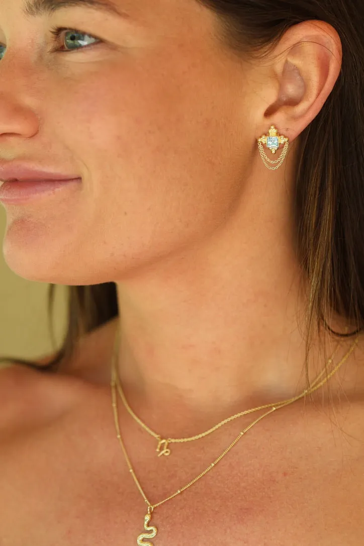 Chloe 14K Gold Blue Topaz Earrings