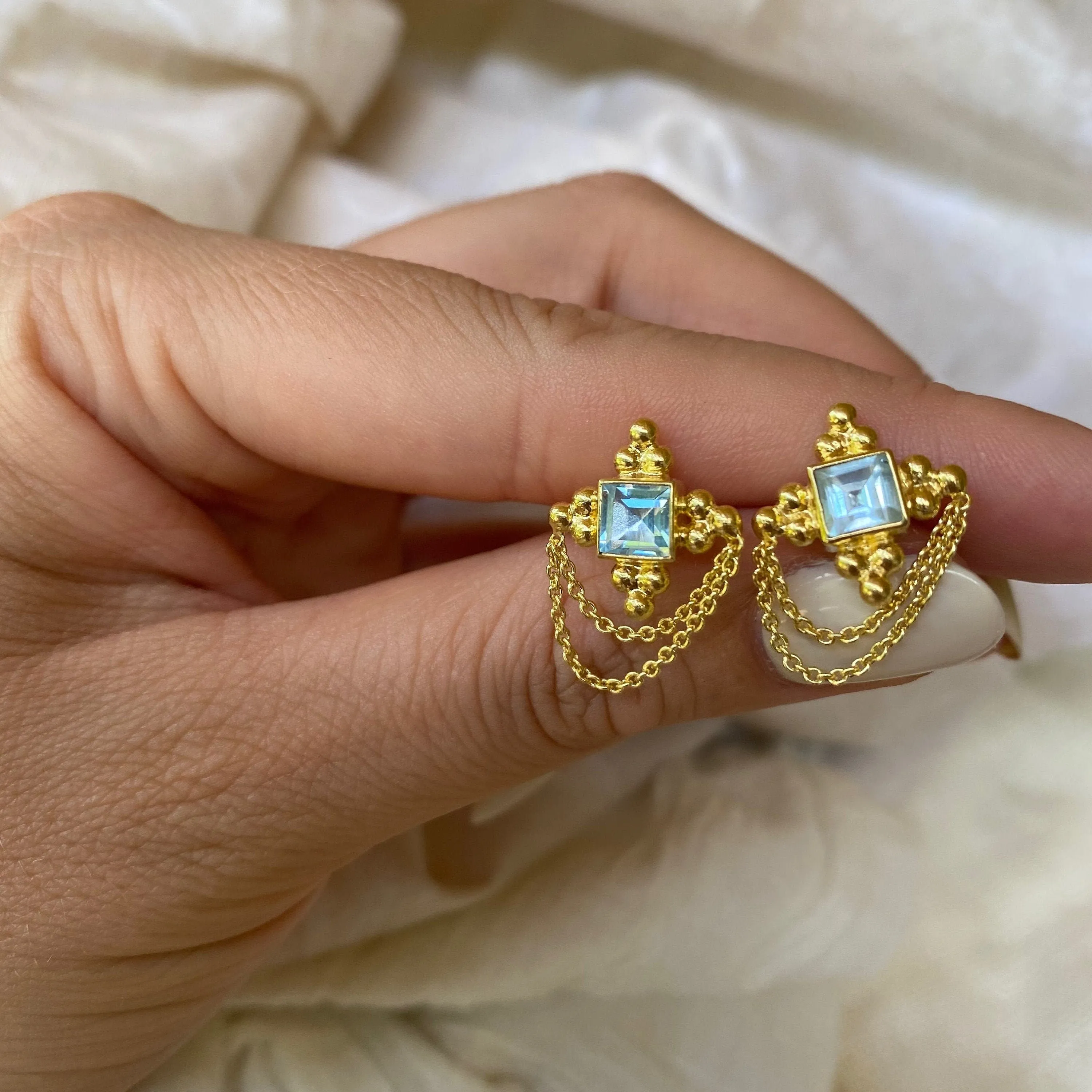 Chloe 14K Gold Blue Topaz Earrings