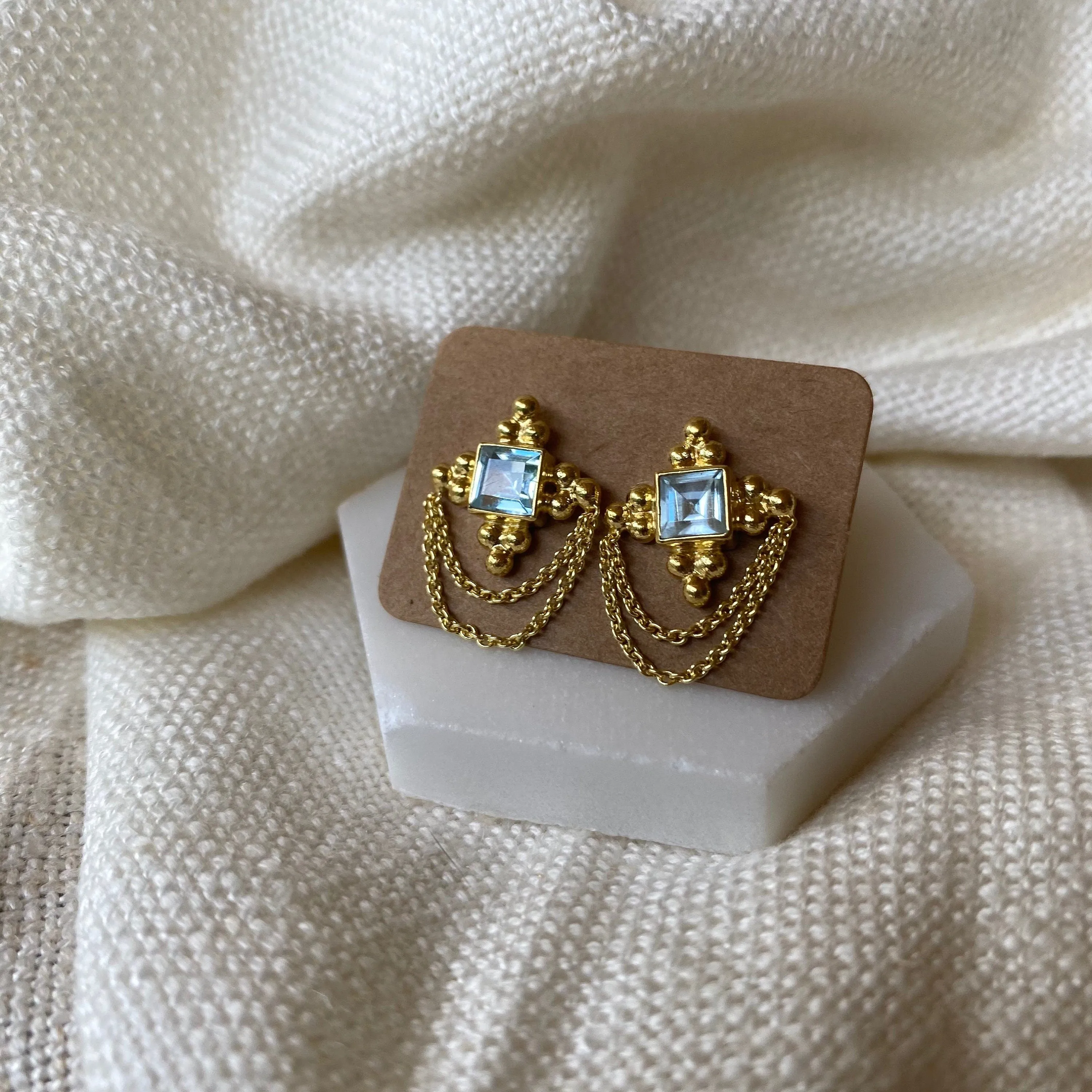 Chloe 14K Gold Blue Topaz Earrings