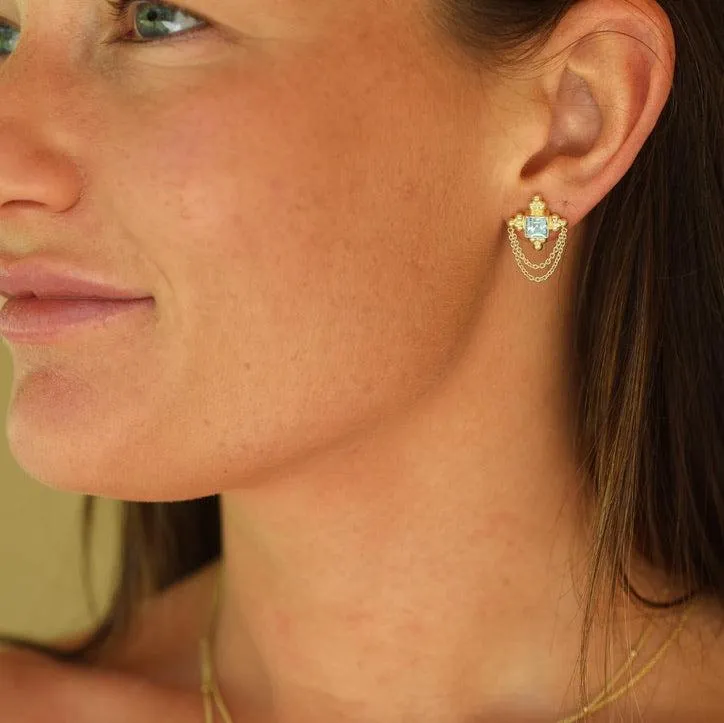 Chloe 14K Gold Blue Topaz Earrings