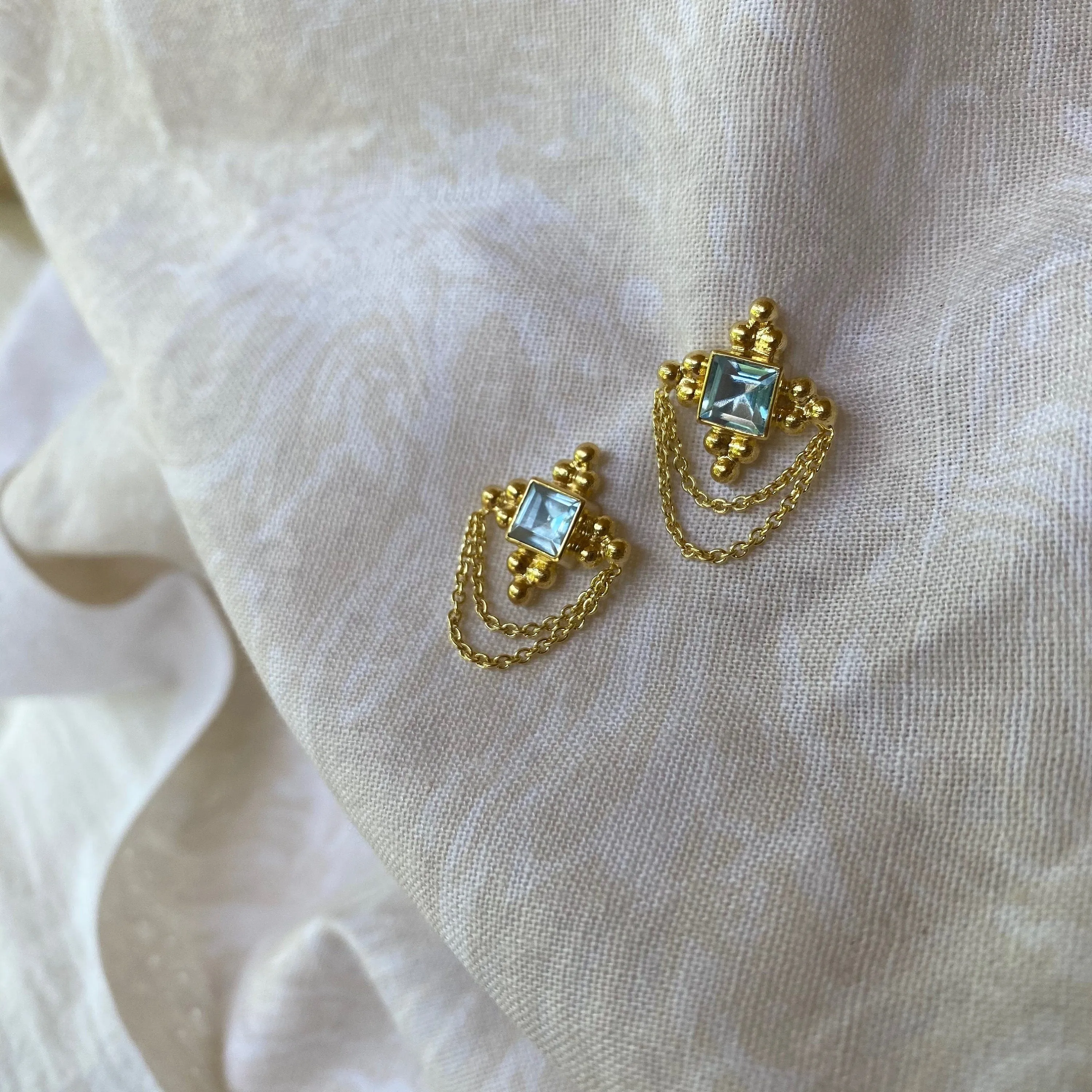Chloe 14K Gold Blue Topaz Earrings