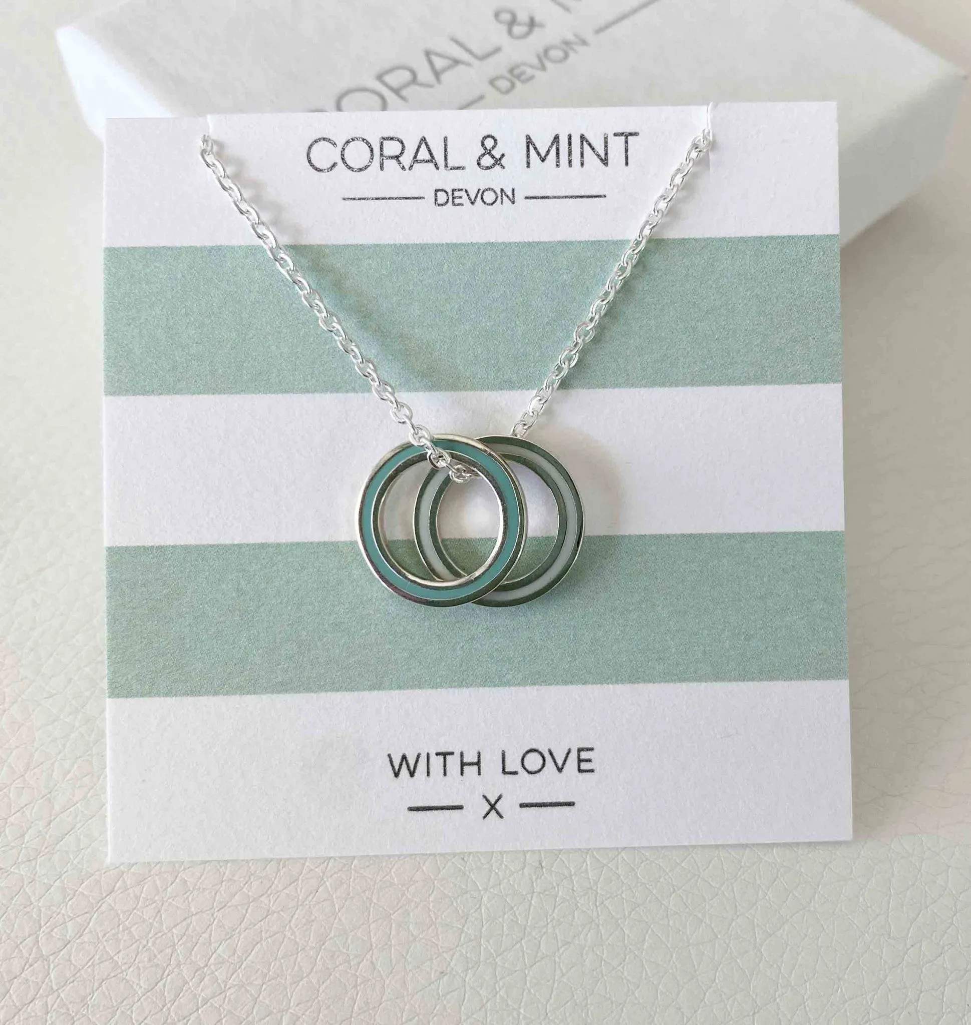 Coral And Mint Double Eternity Necklace - Light And Mint