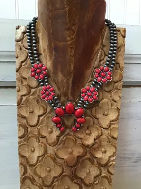 Coral Squash Blossom Necklace