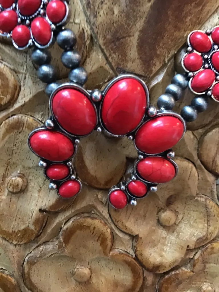Coral Squash Blossom Necklace