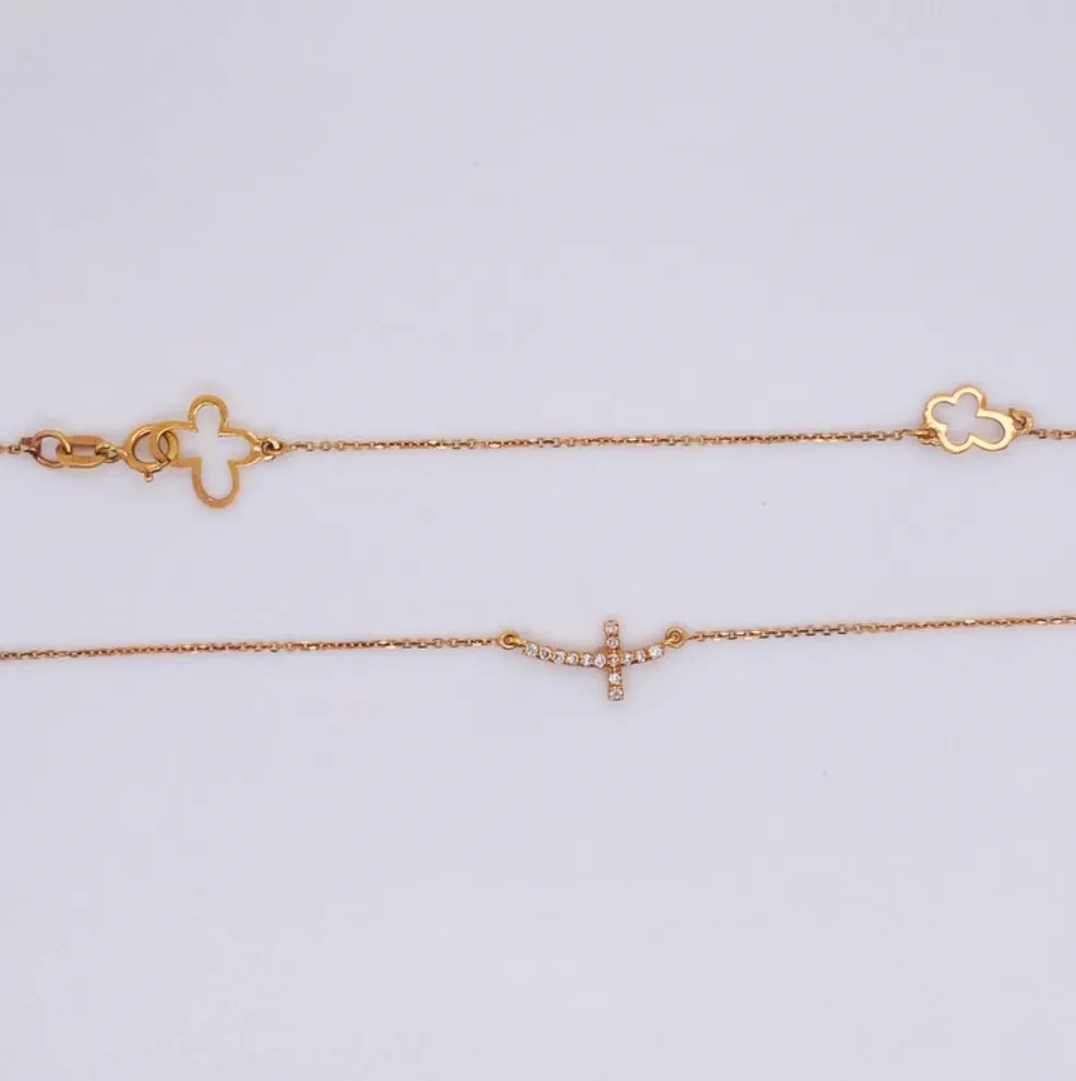 Curved Cross Diamond Necklace