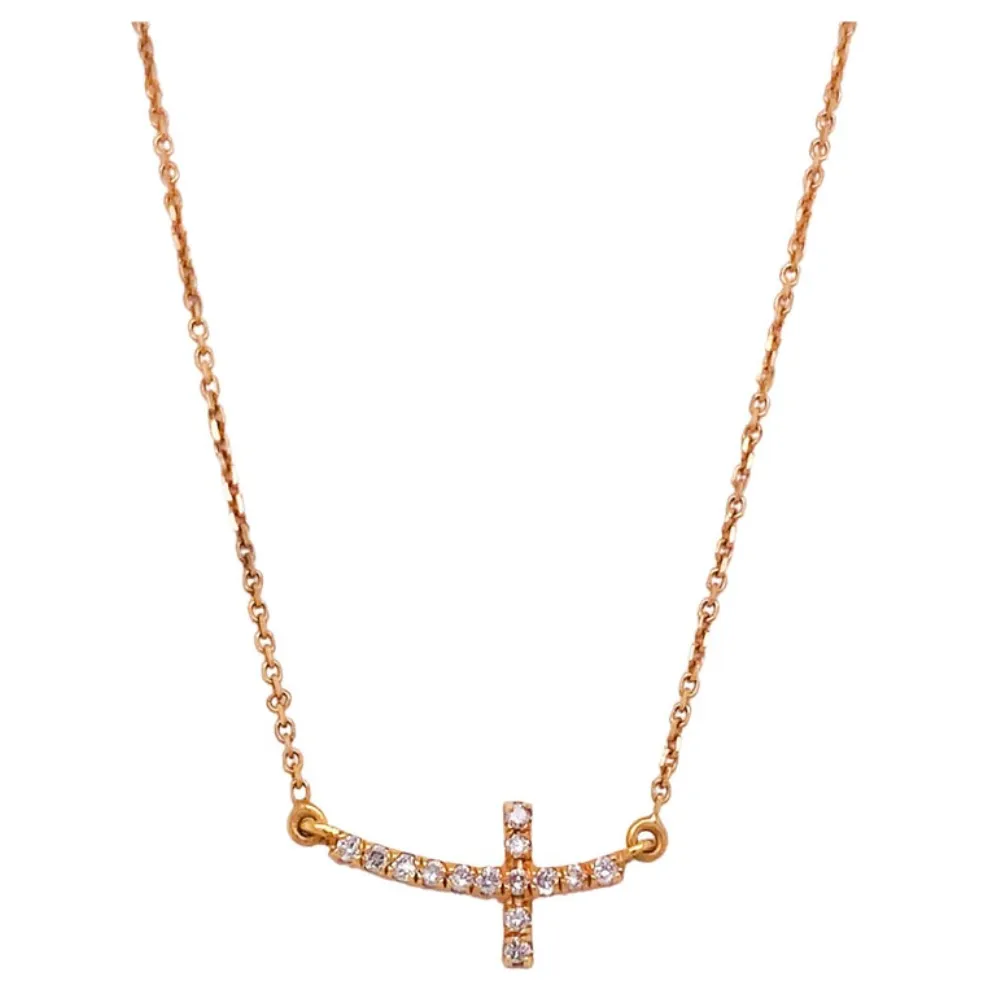Curved Cross Diamond Necklace