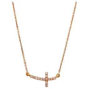 Curved Cross Diamond Necklace