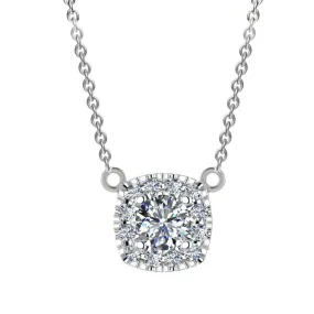 Cushion Halo Diamond Necklace