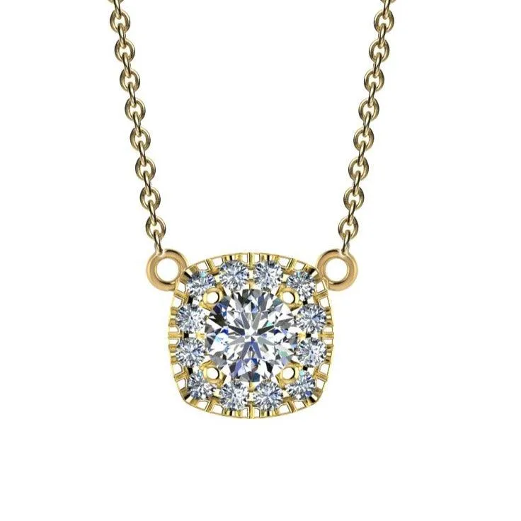 Cushion Halo Diamond Necklace