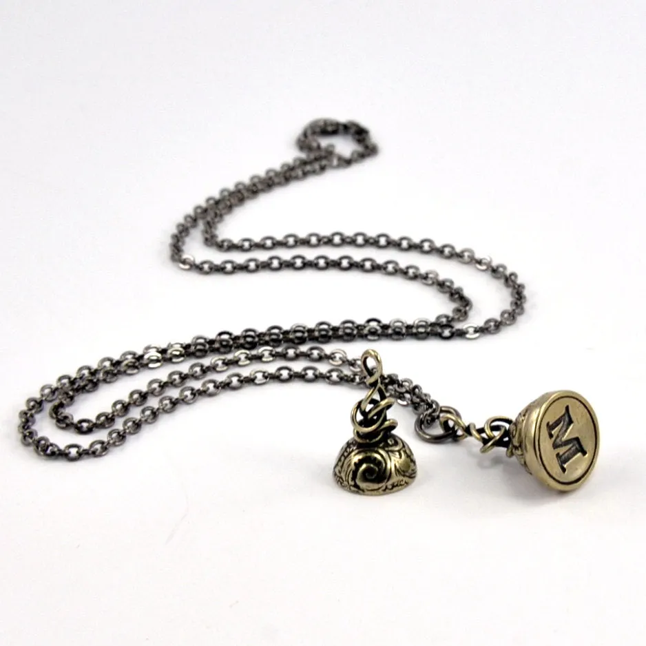 Custom Initial Letter Seal Stamper Necklace