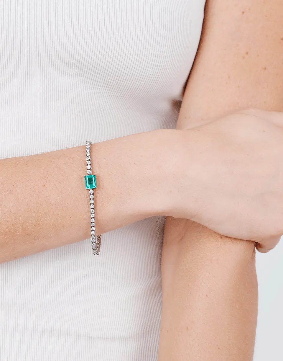 Emerald And Diamond Tennis Bracelet