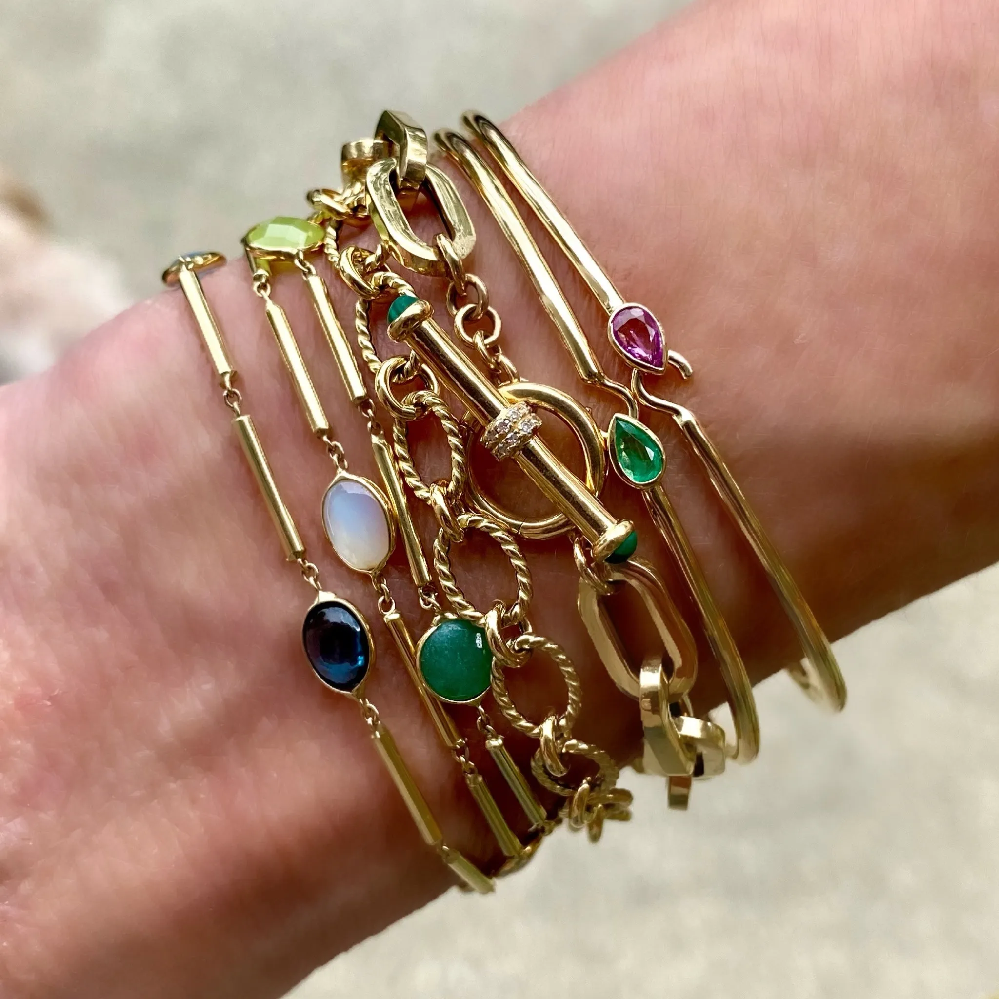 Emerald Flexible Hook Bangle