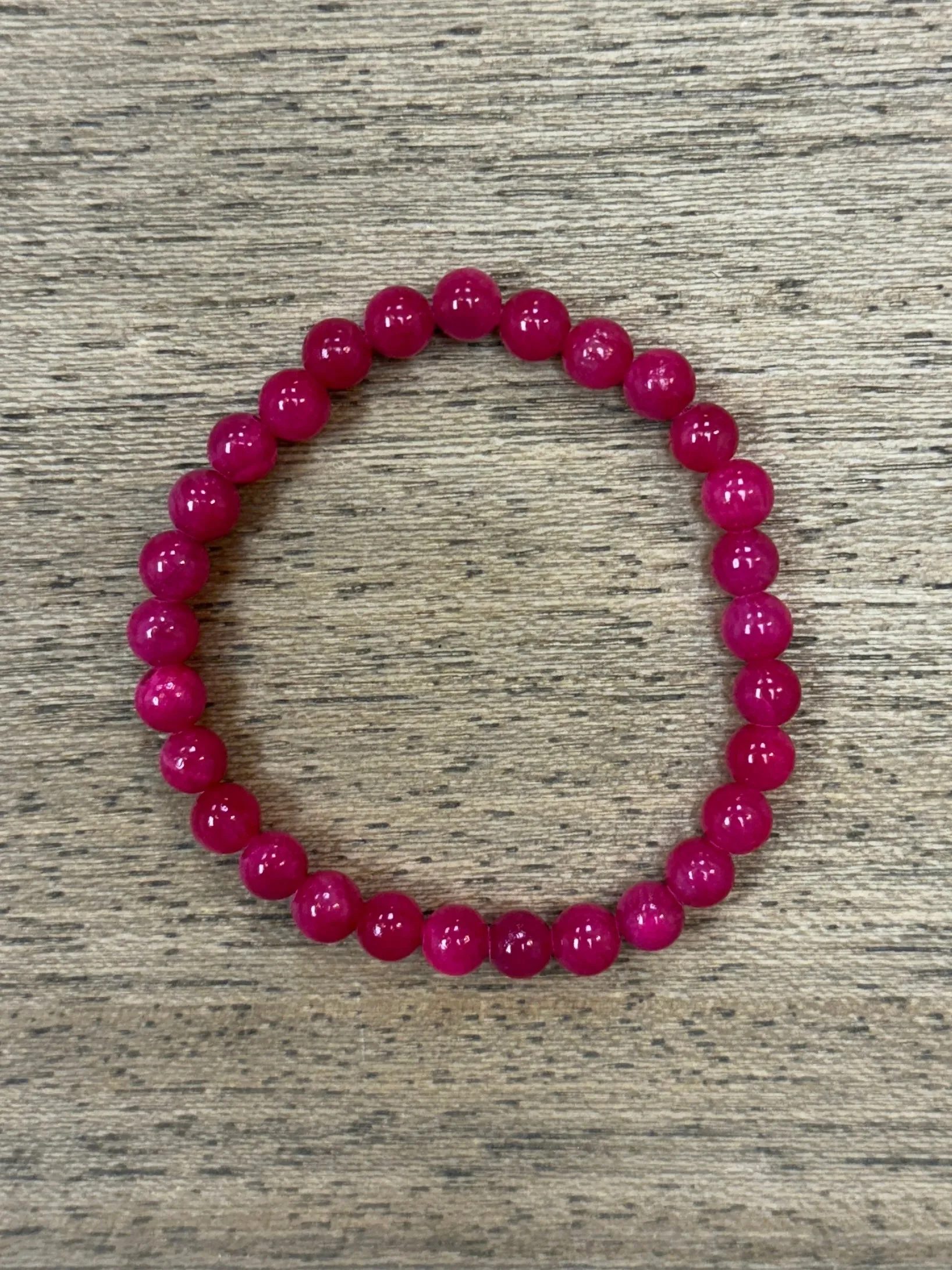 Fucshia Mountain Jade 6mm Bracelet