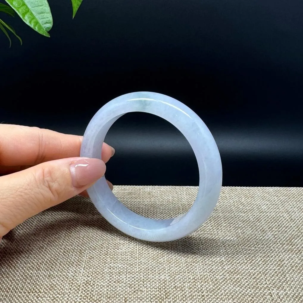 Genuine Burmese Lavender Green Jade Jadeite Bangle Bracelet ( 56.1mm )