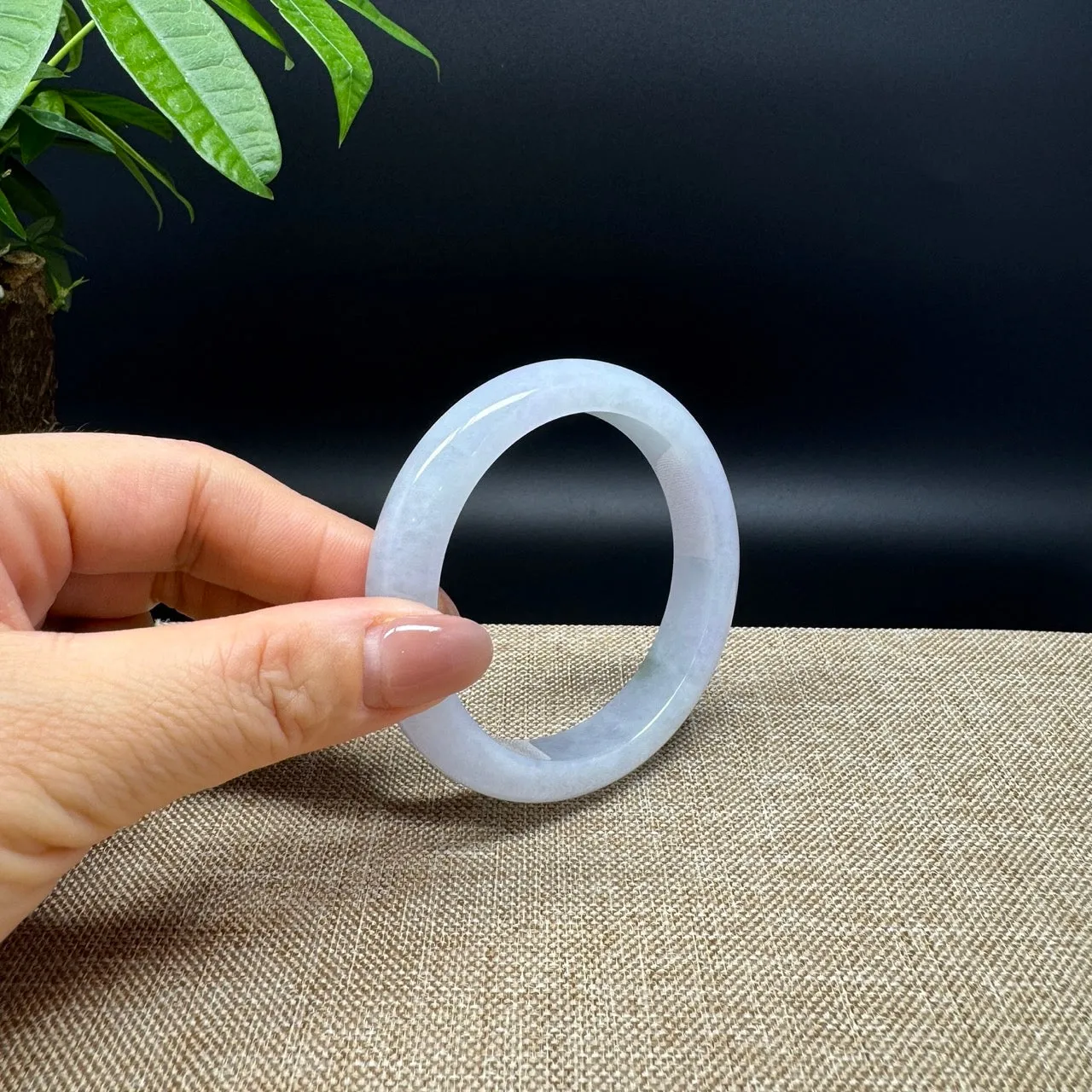 Genuine Burmese Lavender Green Jade Jadeite Bangle Bracelet ( 56.1mm )