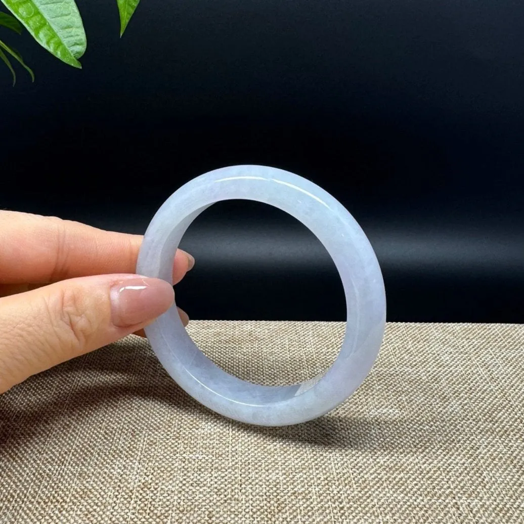 Genuine Burmese Lavender Green Jade Jadeite Bangle Bracelet ( 56.1mm )