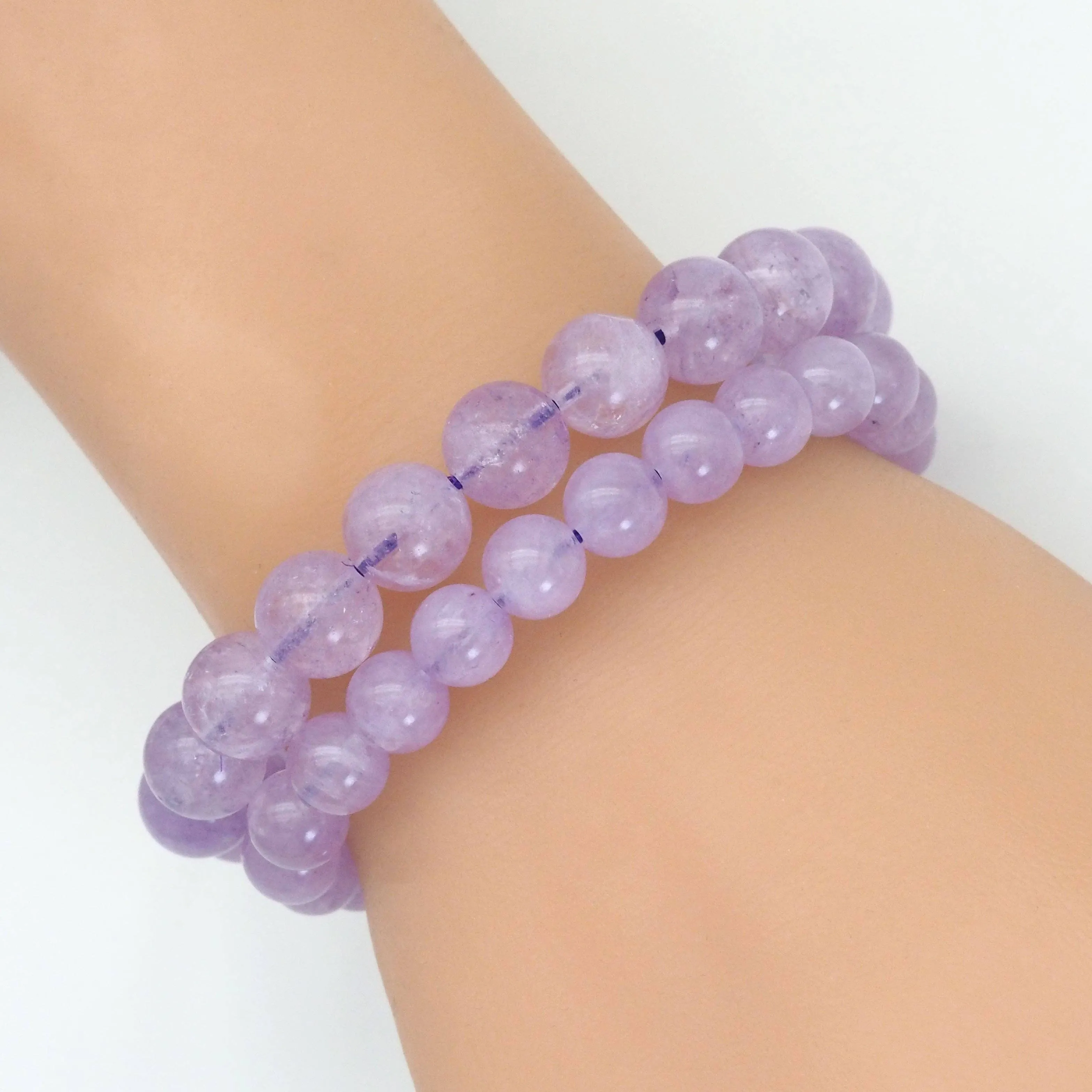 Genuine Lavender Jade Round Stretchy Bracelet